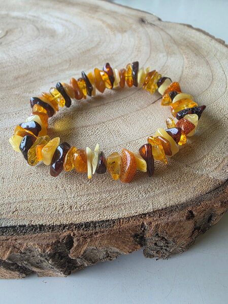 Splitterarmband Bernstein Multicolor Cognac AA