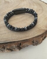 Lederarmband mit Onyx & Hämatit A