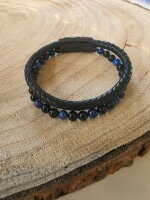 Lederarmband mit Onyx & Lapislazuli A