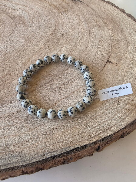 Kugelarmband 8mm Dalmatiner Jaspe