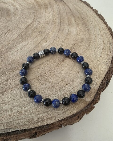Kugelarmband mit silber Elementen & Edelsteine Lapis