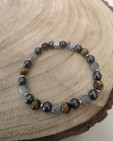 Kugelarmband mit silber Elementen & EdelsteineTigerauge